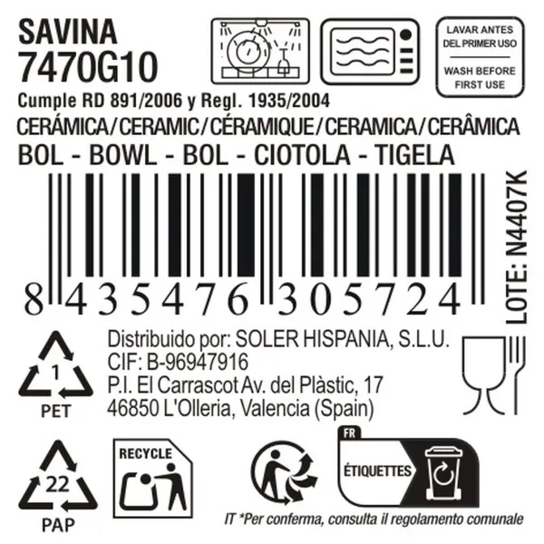 Bowl La Mediterránea Savina Blue White Ceramic 180 ml (24 Units)