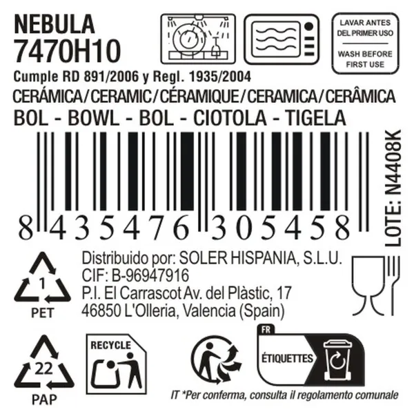 чаша La Mediterránea Nebula Серый Керамика 250 ml (24 штук)