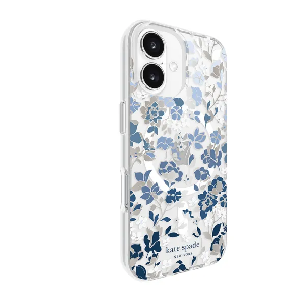 Kate Spade New York Protective Gems MagSafe - Case for iPhone 16 (Flowerbed Blue)
