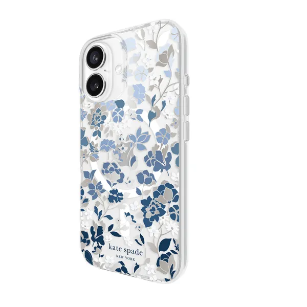 Kate Spade New York Protective Gems MagSafe - Case for iPhone 16 (Flowerbed Blue)