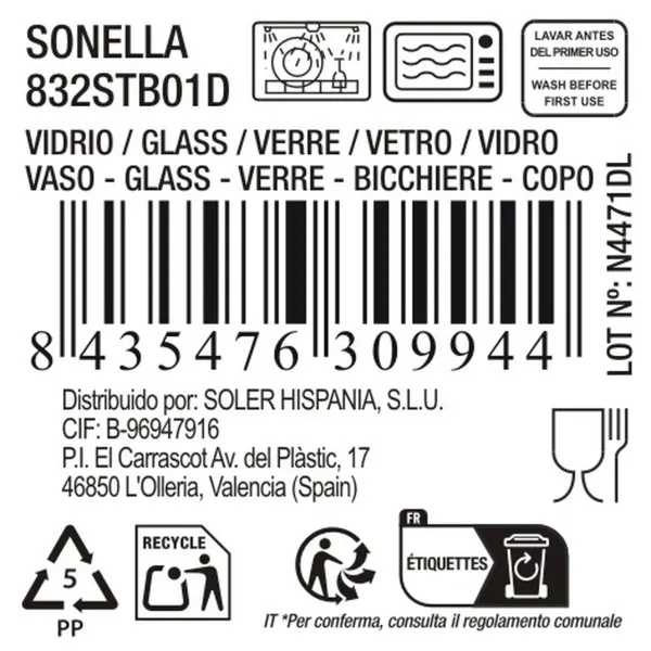 Стакан La Mediterránea Sonella Синий Cтекло 270 ml (48 штук)