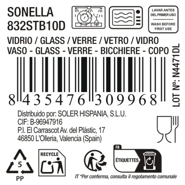 Lasi La Mediterránea Sonella Sininen Lasi 430 ml (36 Osaa)