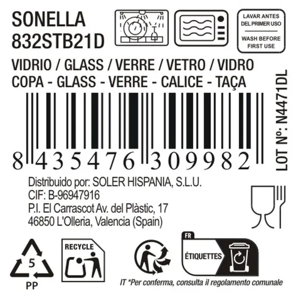 Wineglass La Mediterránea Sonella Blue Glass 360 ml (36 Units)