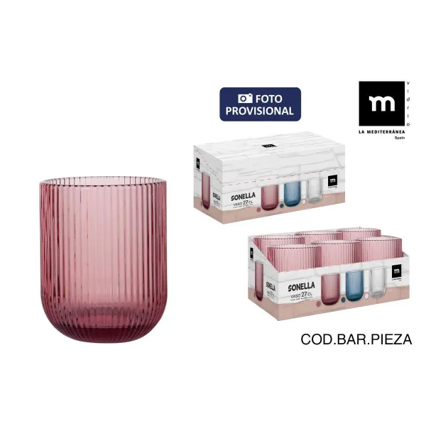Glass La Mediterránea Sonella Purple Glass 270 ml (48 Units)