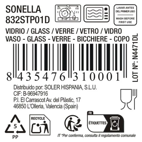 Lasi La Mediterránea Sonella Purppura Lasi 270 ml (48 osaa)