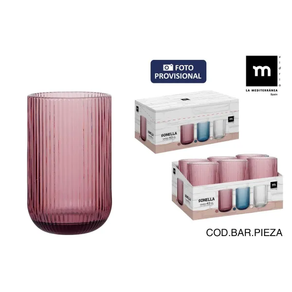 Glass La Mediterránea Sonella Purple Glass 430 ml (36 Units)