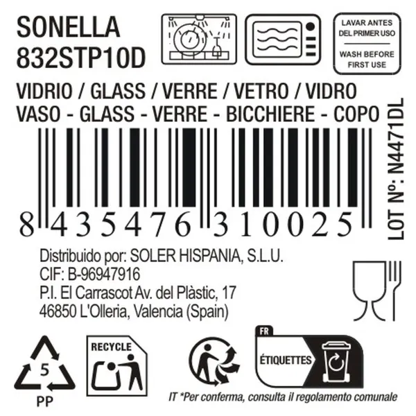 Lasi La Mediterránea Sonella Purppura Lasi 430 ml (36 Osaa)