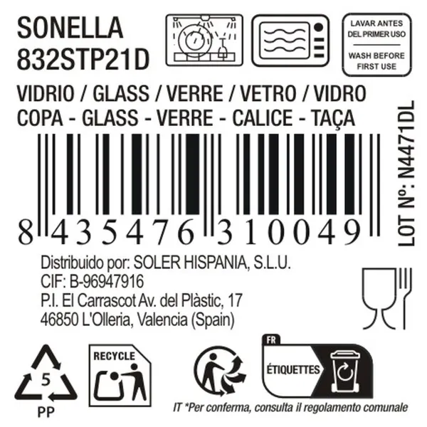 Wineglass La Mediterránea Sonella Purple Glass 360 ml (36 Units)