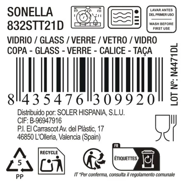Стакан La Mediterránea Sonella Прозрачный Cтекло 360 ml (36 штук)