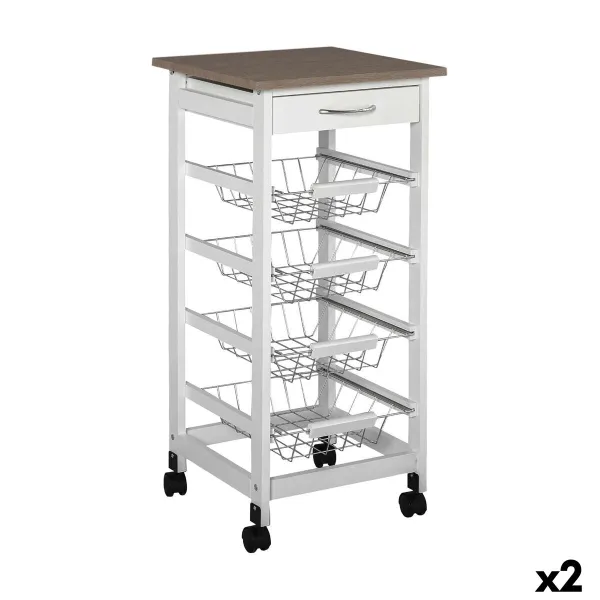 Daržovių vežimėlis MobleKit Balta Ruda Medžio Metalinis 37 x 37 x 82 cm (2 vnt.)