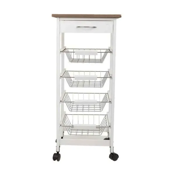 Vegetable trolley MobleKit White Brown Wood Metal 37 x 37 x 82 cm (2 Units)