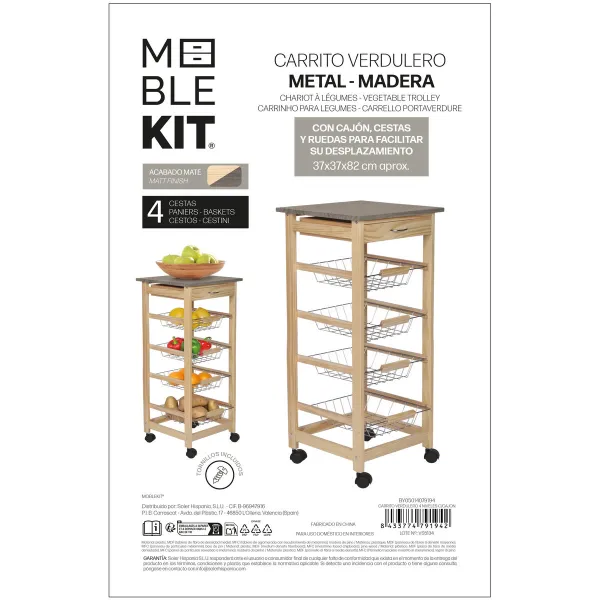 Передвижная тумба MobleKit Коричневый Серый Деревянный Металл 37 x 37 x 82 cm (2 штук)