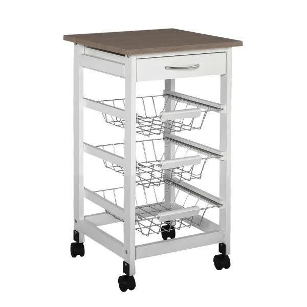Daržovių vežimėlis MobleKit Balta Ruda Medžio Metalinis 37 x 37 x 76 cm (2 vnt.)