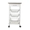 Vegetable trolley MobleKit White Brown Wood Metal 37 x 37 x 76 cm (2 Units)