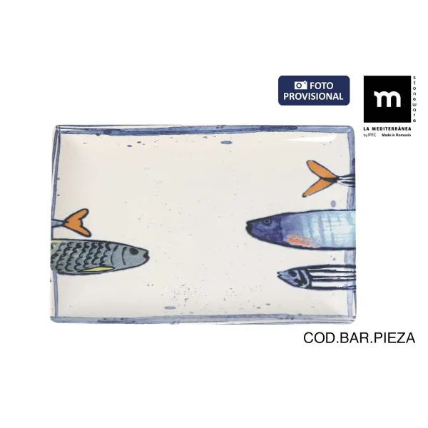 Vuoka La Mediterránea Peixe 2.0 Monivärinen Keraminen Suorakulmainen 30 x 20 x 2,5 cm (6 osaa)