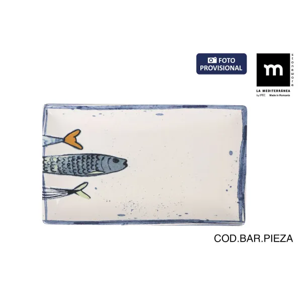 Pasniegšanas Plate La Mediterránea Peixe 2.0 Daudzkrāsains Keramika Taisnstūra 25,3 x 15 x 2 cm (18 gb.)