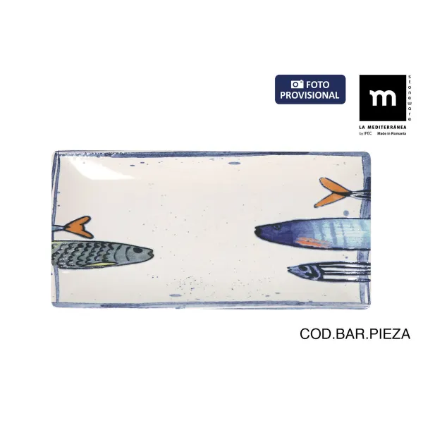 Vuoka La Mediterránea Peixe 2.0 Monivärinen Keraminen Suorakulmainen 30 x 15 x 2 cm (18 osaa)