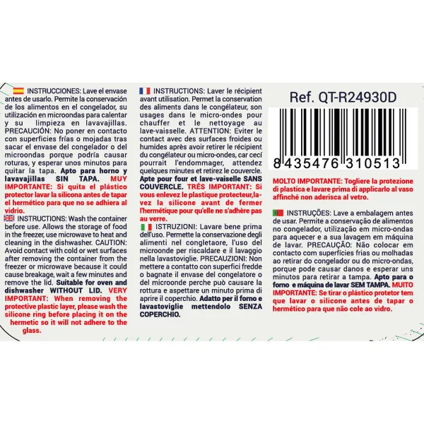 Судок Quttin Синий Прозрачный Прямоугольный 470 ml (12 штук)
