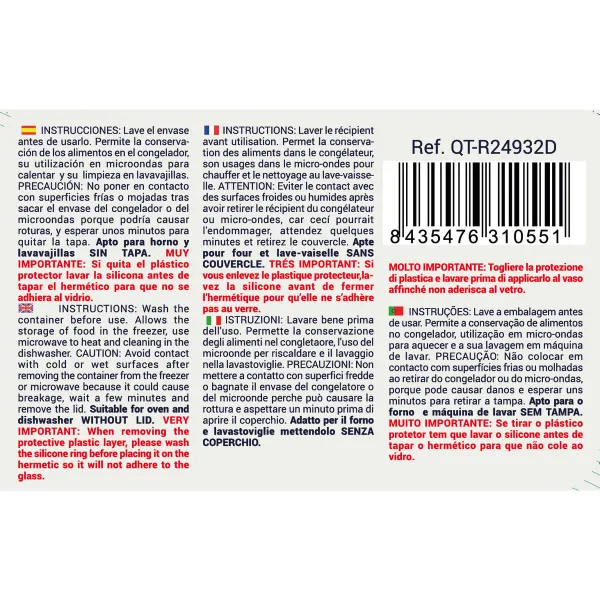 Padažinė Quttin Mėlyna Skaidrus Stačiakampis 1,3 L (6 vnt.)