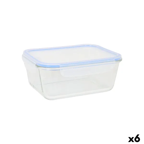 Lunch box Quttin Blue Transparent Rectangular 1,8 L (6 Units)