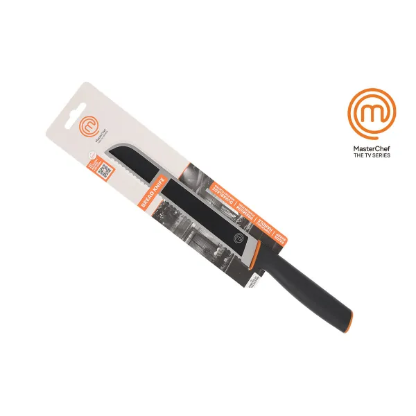 Нож для хлеба MasterChef Нержавеющая сталь 20 cm Чёрный Серебристый (12 штук)