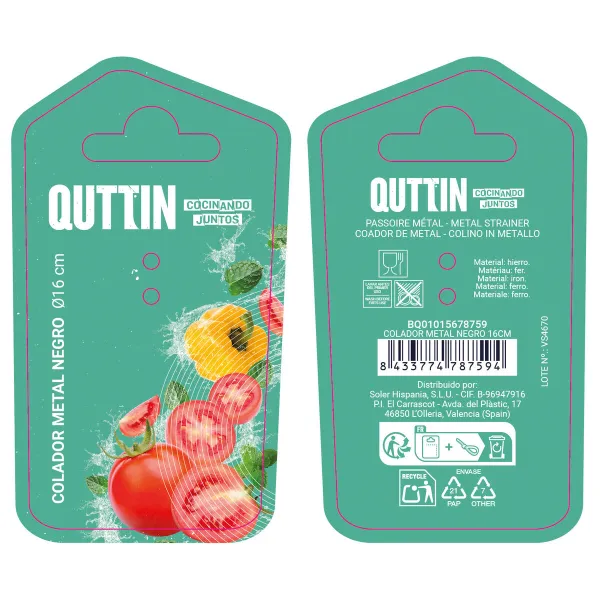 Дуршлаг Quttin Чёрный Металл Ø 16 cm (12 штук)