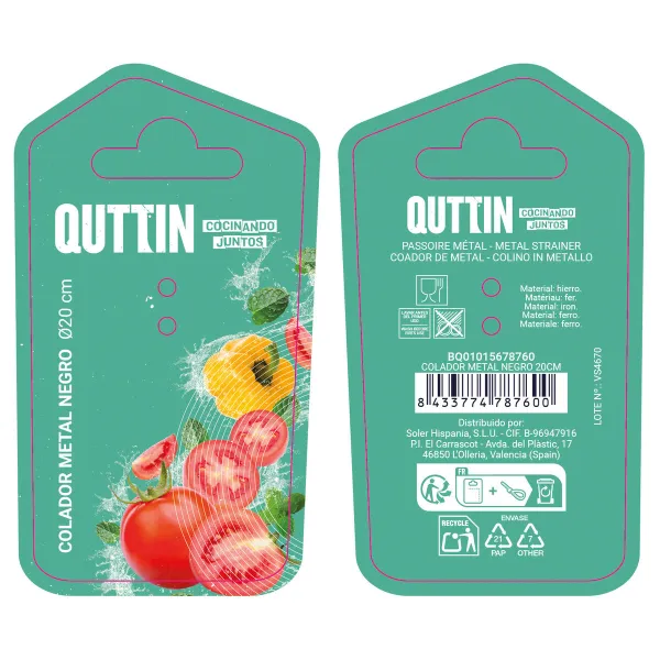 Filtruotas Quttin Juoda Metalinis Ø 20 cm (12 vnt.)