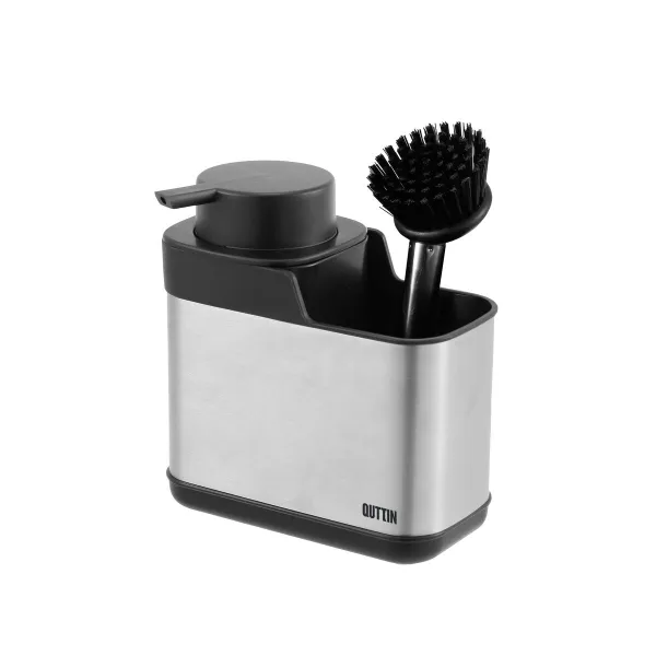 2-in-1 ziepju dozators izlietnei Quttin 13,6 x 8 x 14,5 cm Melns Sudrabains (12 gb.)