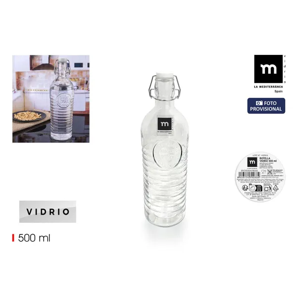 Glass Bottle La Mediterránea Transparent Glass 500 ml (24 Units)