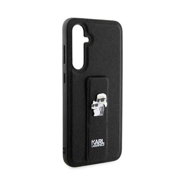 Karl Lagerfeld Gripstand Saffiano Karl & Choupette Pins - Samsung Galaxy S23 FE Case (black)