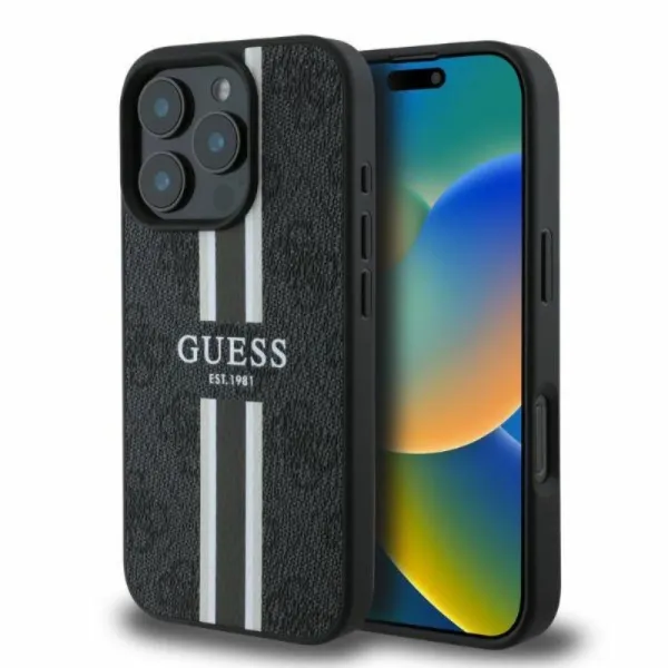 Guess 4G Printed Stripes MagSafe - Case for iPhone 16 Pro (black)