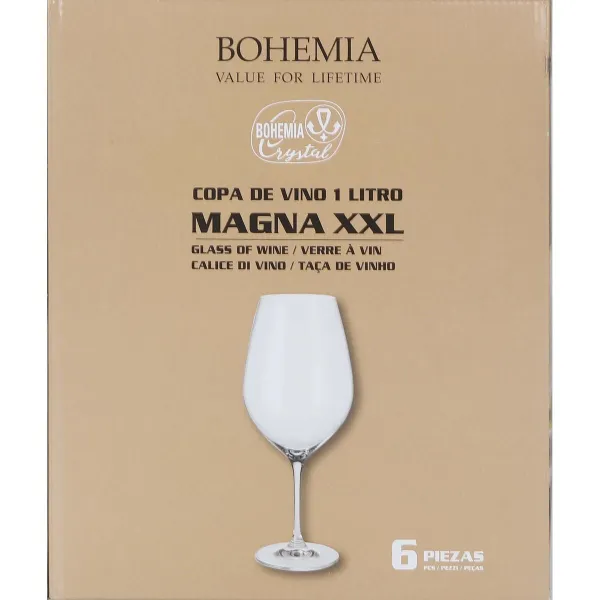 Wine glass set Bohemia Crystal Magna xxl Transparent Glass 1 L 6 Pieces (4 Units)