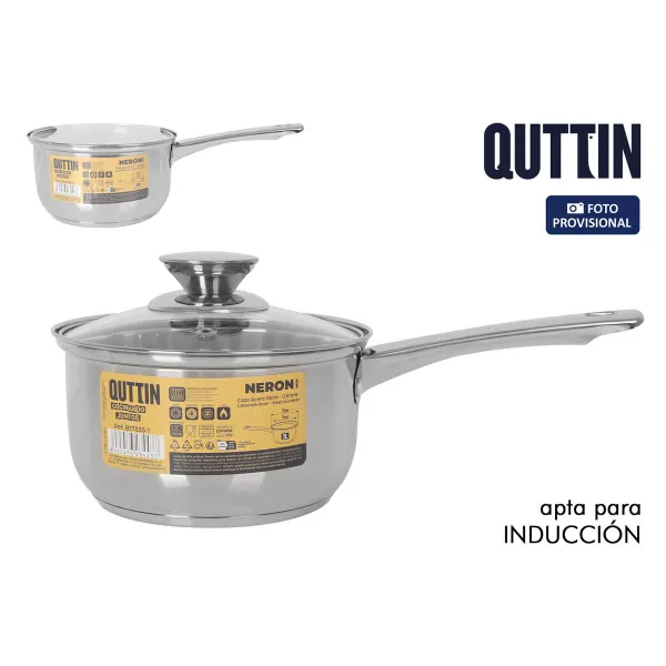 Puodas su dangteliu Quttin New neron Sidabras Plienas Ø 16 cm 2 L 33 x 17,5 x 10 cm (4 vnt.)