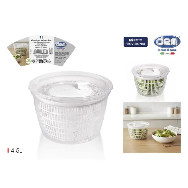 Salad Centrifuge Dem White Transparent 5 L polypropylene (12 Units)