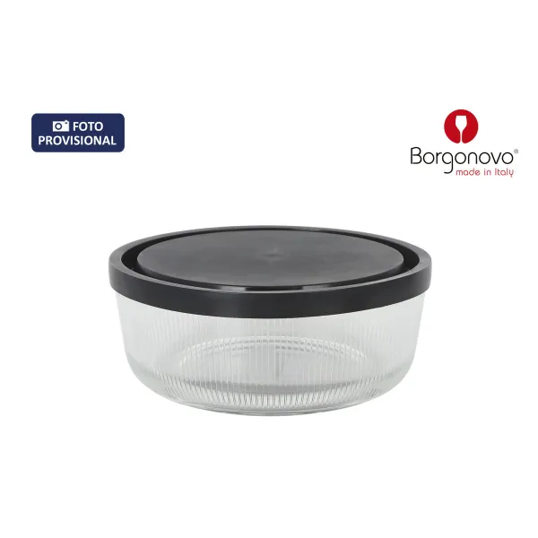 Lunch box Borgonovo Igloo lines Blue Transparent Glass 800 ml (12 Units)