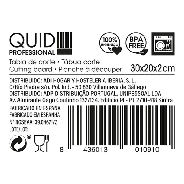 Chopping Board Quid Professional Accesories Plastic (30 x 20 x 2 cm)