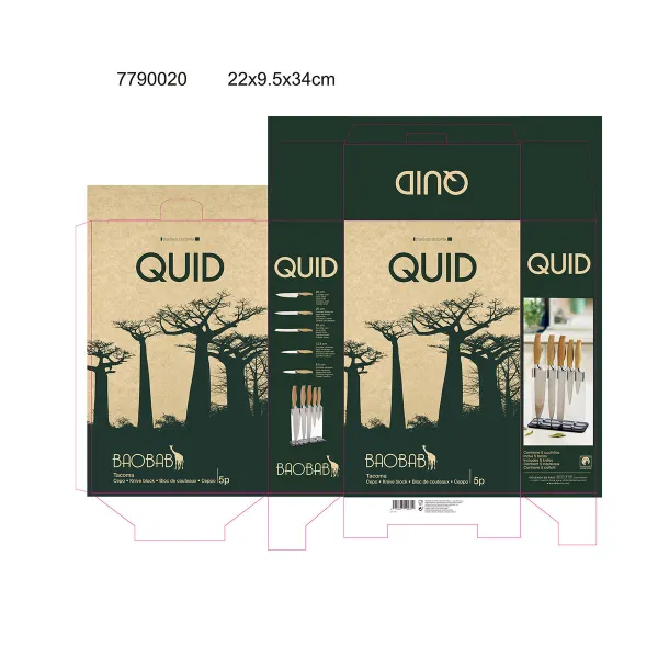 Кухонные ножи с подставкой Quid Baobab (5 pcs) Коричневый Металл