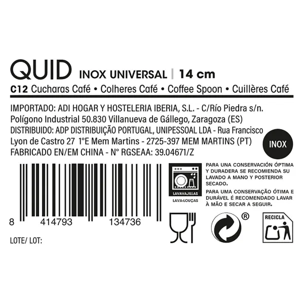 Кофейная ложка Quid Inox Universal Металл (12 штук)