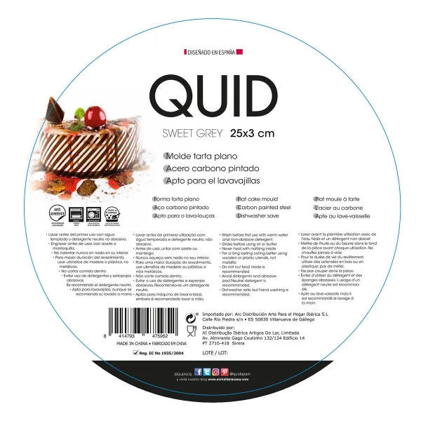 Форма для выпечки Quid Sweet Grey Чёрный Металл 25 x 3 cm