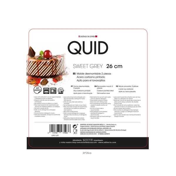Irtopohjavuoka Quid Sweet Grey Musta Metalli Ø 26 cm
