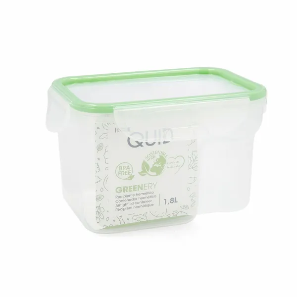 Герметичная коробочка для завтрака Quid Greenery 1,8 L Прозрачный Пластик (Pack 4x)
