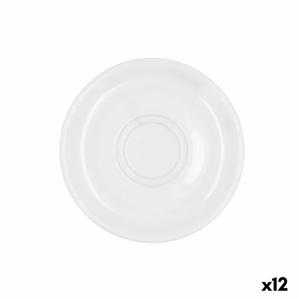Flat Plate Bidasoa Glacial Coffee 100-180 ml White Ceramic (12 Units) (Pack 12x)
