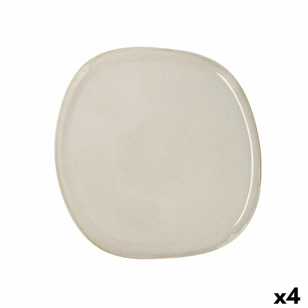 Flat plate Bidasoa Ikonic Ceramic White (26,5 x 25,7 x 1,5 cm) (Pack 4x)