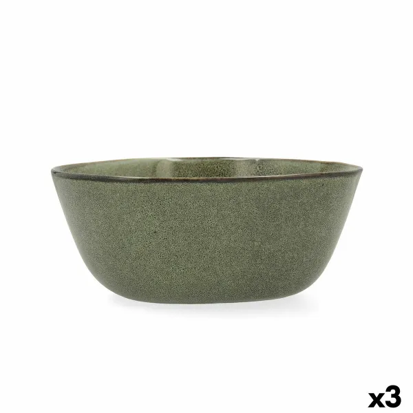 Salātu Trauks Bidasoa Ikonic Keramika Zaļš (20 x 19,5 x 8,5 cm) (Pack 3x)