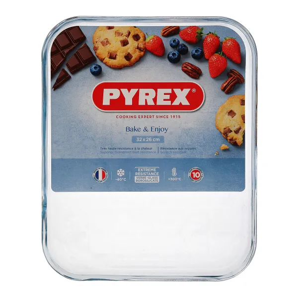 Suorakulmainen muotti Pyrex Classic Vidrio Läpinäkyvä Lasi 33 x 27 x 2 cm Tasapinta (6 osaa)