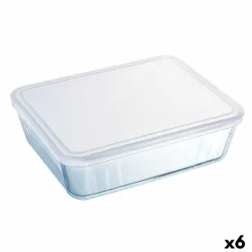 Suorakulmainen eväsrasia kannella Pyrex Cook & Freeze 19 x 14 x 5 cm 800 ml Läpinäkyvä Silikoni Lasi (6 osaa)