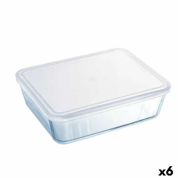 Stačiakampė priešpiečių dėžutė su dangteliu Pyrex Cook & Freeze 22,5 x 17,5 x 6,5 cm 1,5 L Skaidrus Silikoninis stiklas (6 vnt.)