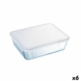 Stačiakampė priešpiečių dėžutė su dangteliu Pyrex Cook & Freeze 25 x 20 cm Skaidrus Silikoninis stiklas 2,6 L (6 vnt.)