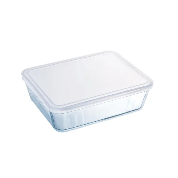 Stačiakampė priešpiečių dėžutė su dangteliu Pyrex Cook & Freeze 25 x 20 cm Skaidrus Silikoninis stiklas 2,6 L (6 vnt.)