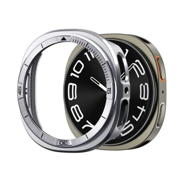 Spigen Bezel Tune Pro Pilot - Case / Protective Bezel for Samsung Galaxy Watch 8 44 mm (Silver)